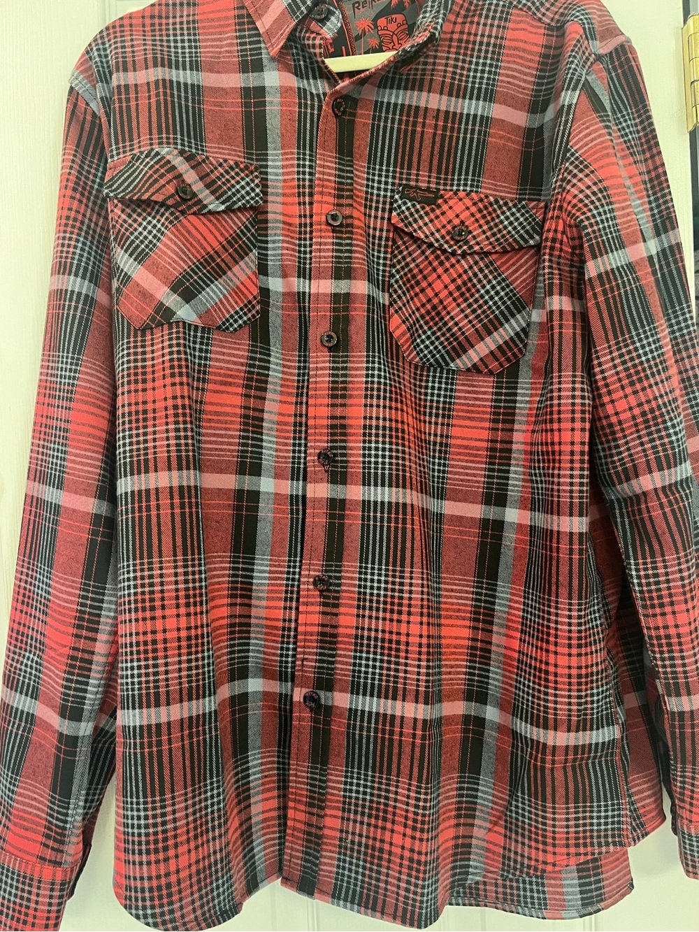 Retro Rifle Red and Black Plaid Button-Down Shirt